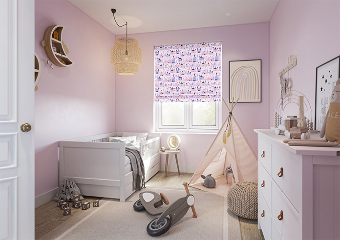 Magic Castle, Fairy Purple - Motorised Roman Blind - Image 6